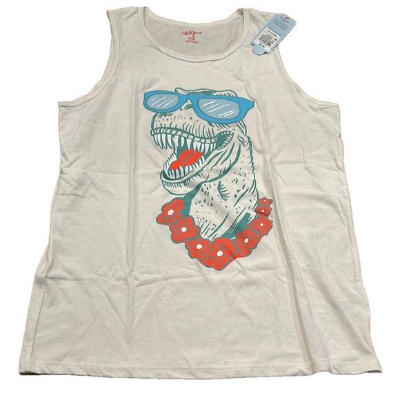 White Fifth Sun Dinosaur Tank Top - Picture 1 of 4